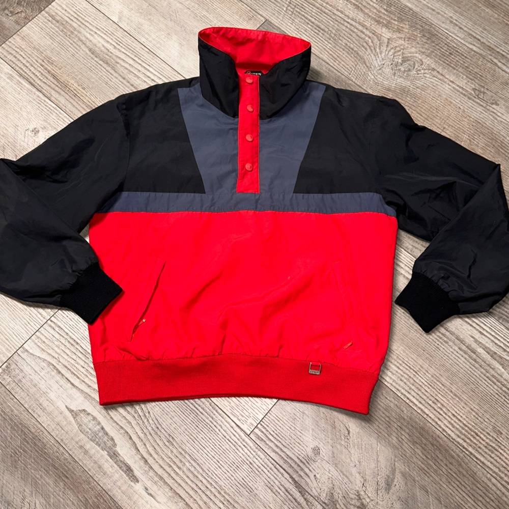Vintage FERA Men’s ski winter pullover lined windbreaker red black large 44